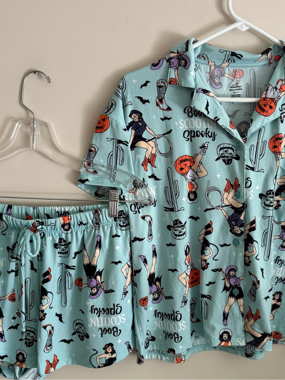 New Women's Cowgirl Halloween Pajama Set 2 piece Pjs XS Cowboy Western collared